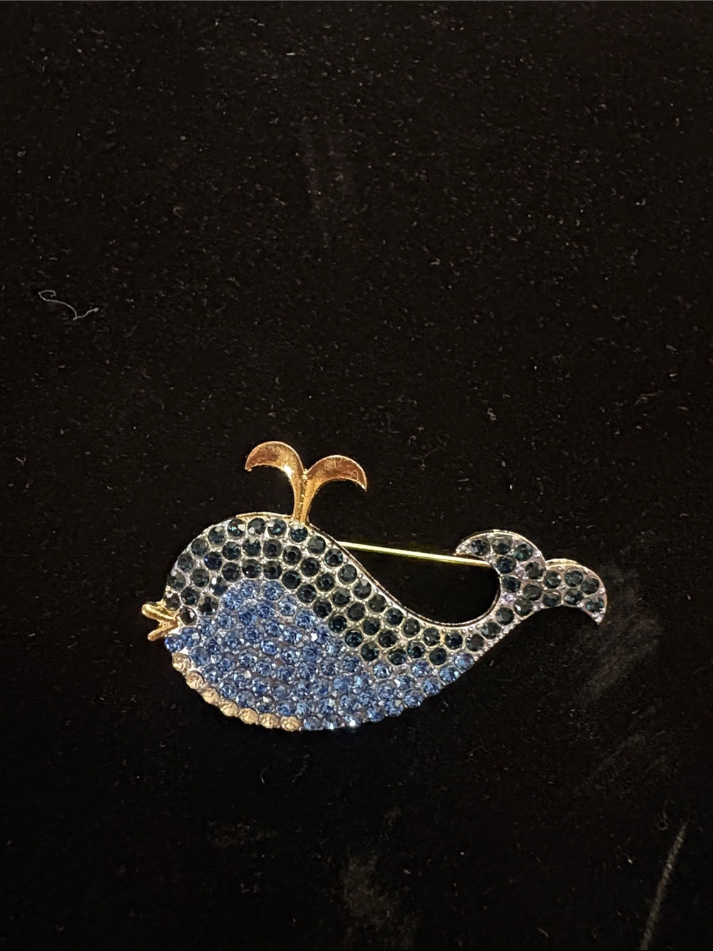 Blue Crystal Whale Brooch Pin
